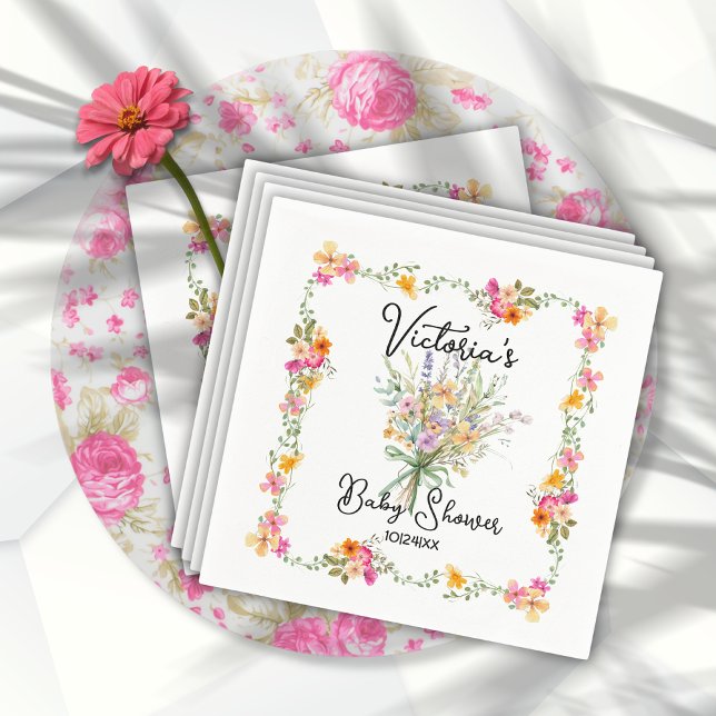 Servilleta De Papel Pequeño Baby Shower de flores silvestres (Subido por el creador)