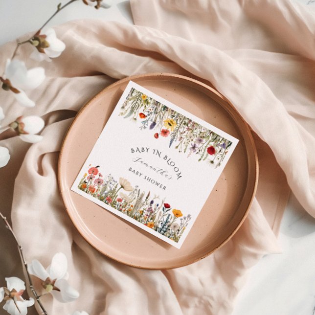 Servilleta De Papel Pequeño Baby Shower rústico de flores silvestres (Subido por el creador)