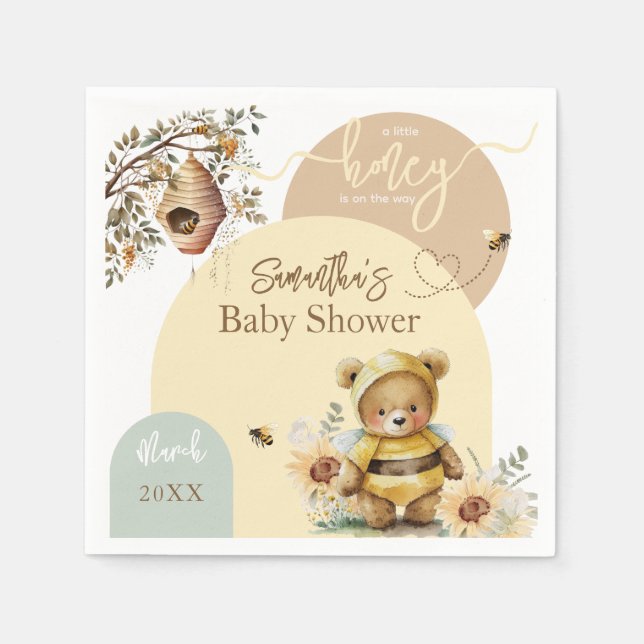 Servilleta De Papel Pequeño bebe de miel Baby Shower (Anverso)