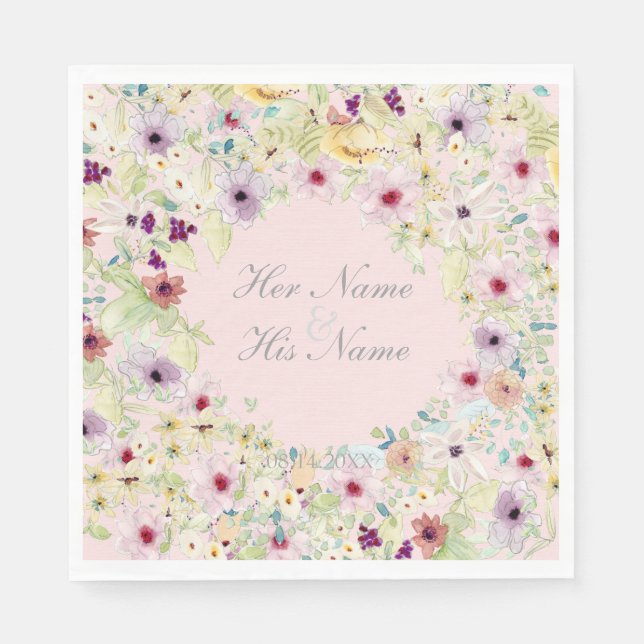 Servilleta De Papel Pequeño Boda de flor de primavera (Anverso)