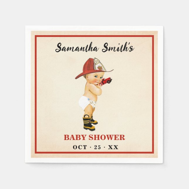 Servilleta De Papel Pequeño bombero Fiesta de Baby Shower Decoración d (Anverso)