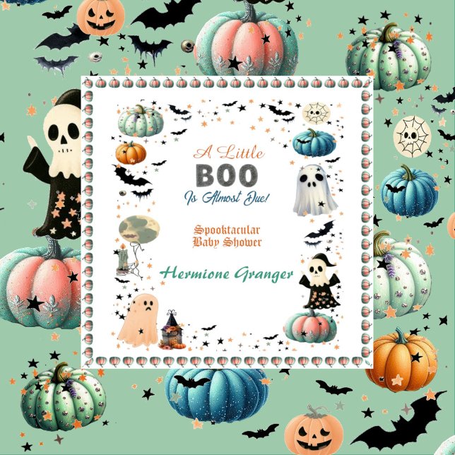 Servilleta De Papel Pequeño BOO Debido A La Fantasía De La Calabaza Fa (Little BOO Is Due Ghost Pumpkin Spooky Baby Shower Napkins)