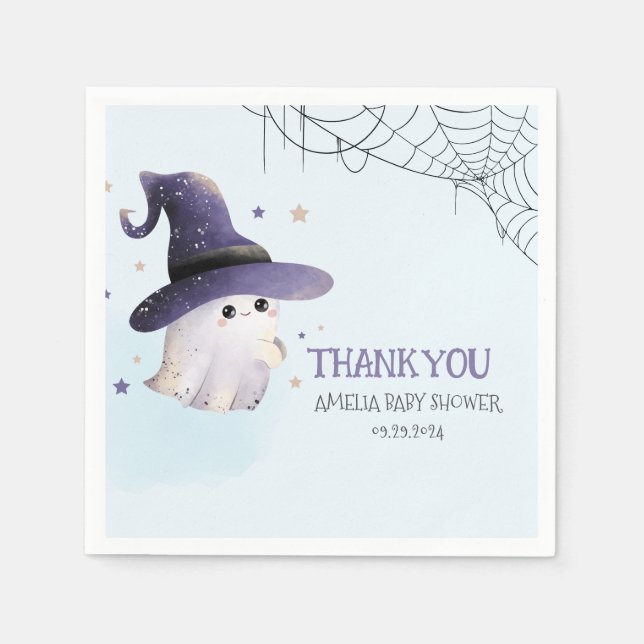 Servilleta De Papel Pequeño Boo Halloween bebé fantasma ducha (Anverso)