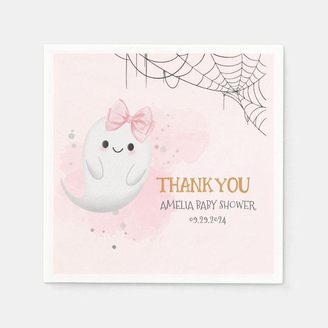 Servilleta De Papel Pequeño Boo Halloween chica fantasma con ducha de  (Anverso)