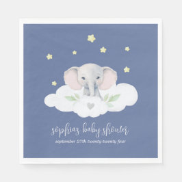Servilleta De Papel Pequeño cacahuete Baby Shower Blue Elephant Napkin