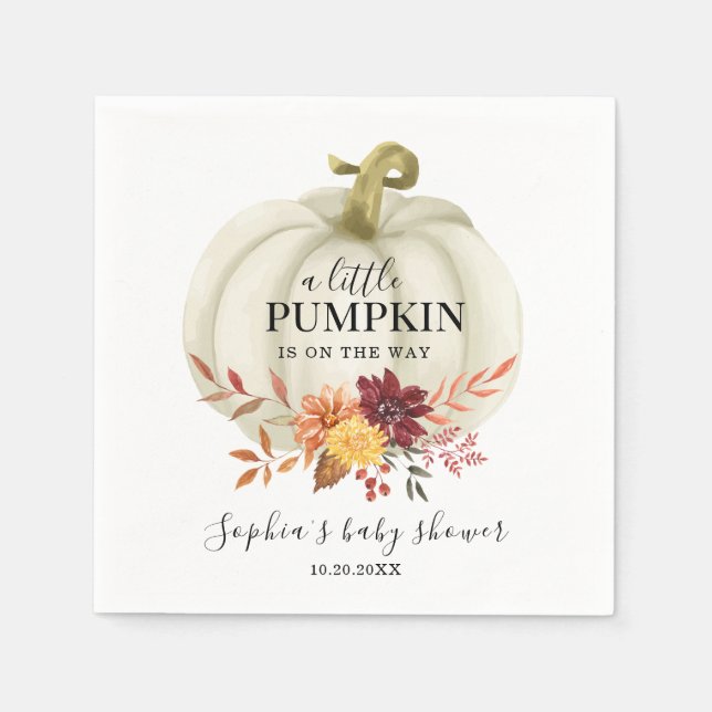 Servilleta De Papel Pequeño calabaza caída Baby Shower floral (Anverso)