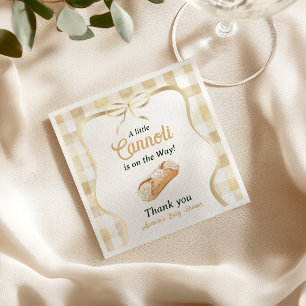 Servilleta De Papel Pequeño Cannoli Beige Neutro Baby Shower Italiano
