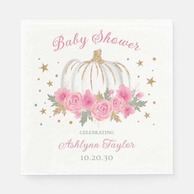Servilleta De Papel Pequeño Chica de calabaza Baby Shower (Anverso)