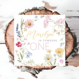 Servilleta De Papel Pequeño Chica de flores silvestres cumple un cumpl