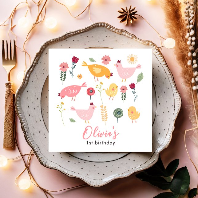 Servilleta De Papel Pequeño Chica de pollo Granja Pascua Cumpleaños (Subido por el creador)