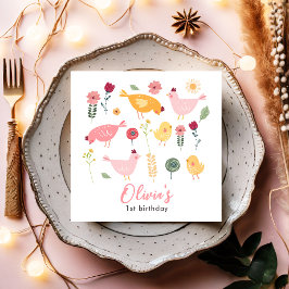 Servilleta De Papel Pequeño Chica de pollo Granja Pascua Cumpleaños