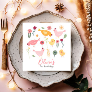 Servilleta De Papel Pequeño Chica de pollo Granja Pascua Cumpleaños