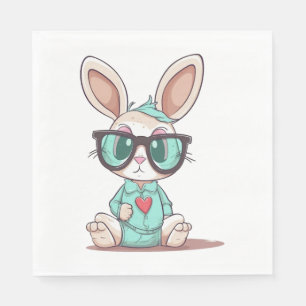 Servilleta De Papel Pequeño conejito con gafas Día de Pascua