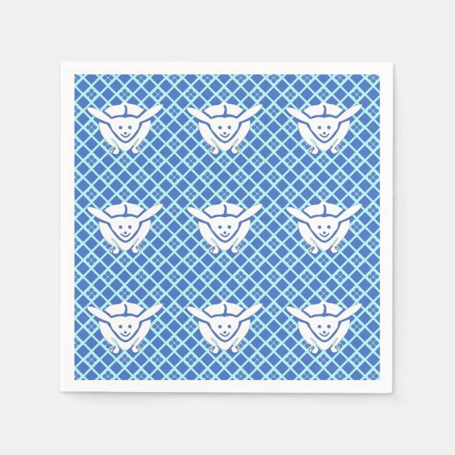 Servilleta De Papel Pequeño conejo japonés, azul (Anverso)