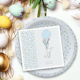 Servilleta De Papel Pequeño conejo y globo Dulce niño azul Baby Shower