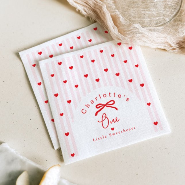 Servilleta De Papel Pequeño Corazón 1er Cumpleaños San Valentín (Subido por el creador)