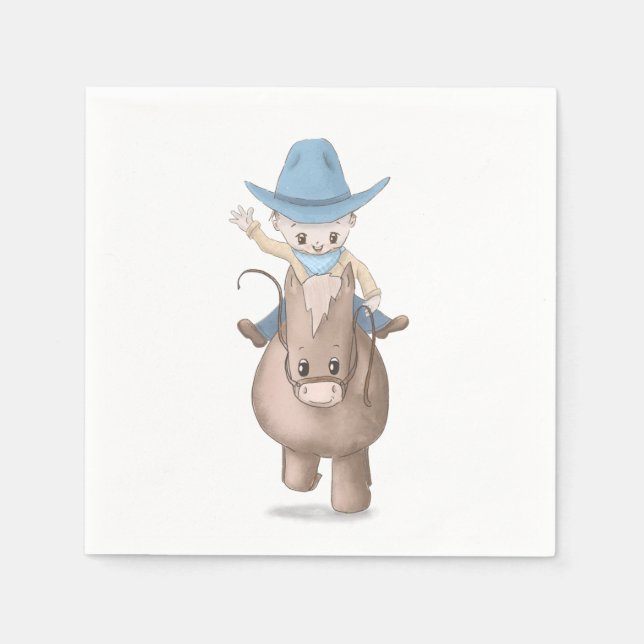Servilleta De Papel Pequeño Cowboy Kids Western Birday Party (Anverso)