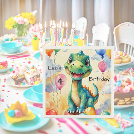 Servilleta De Papel Pequeño dinosaurio lindo con muchos globos de colo