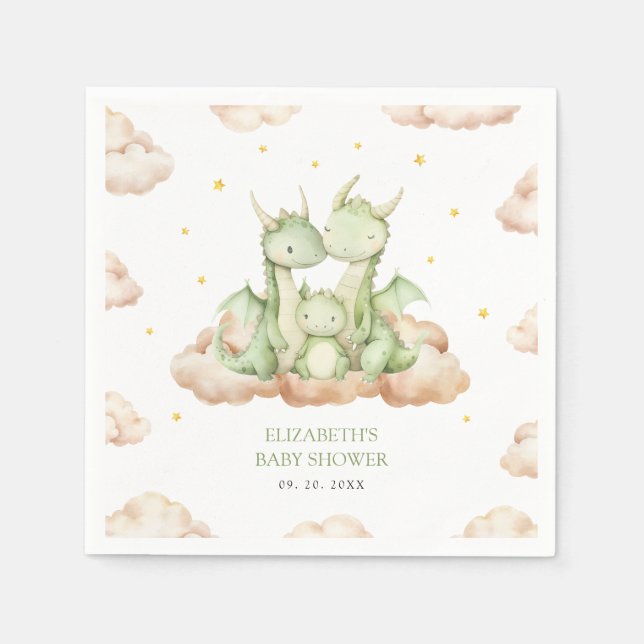 Servilleta De Papel Pequeño Dragon Baby Shower Paper Napkin (Anverso)