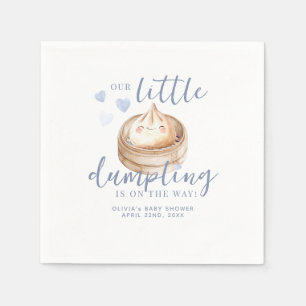 Servilleta De Papel Pequeño Dumpling Blue Watercolor Baby Shower Napki