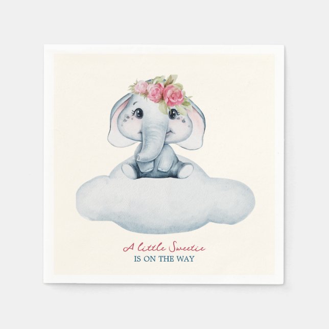 Servilleta De Papel Pequeño elefante cutie Baby Shower Napkins (Anverso)
