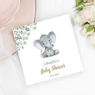 Servilleta De Papel Pequeño elefante verde Baby Shower
