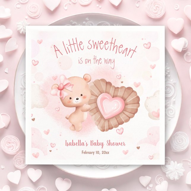 Servilleta De Papel Pequeño encanto rosado Baby Shower Napkins (Little Sweetheart Pink Baby Shower Napkins)