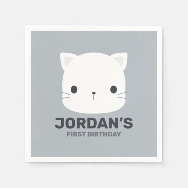 Servilleta De Papel Pequeño gato con nombre personalizado (Anverso)