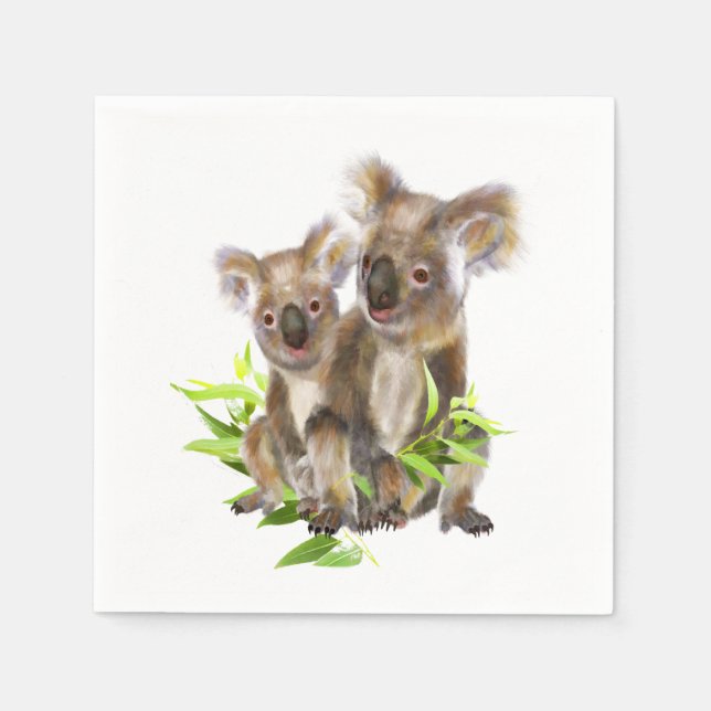 Servilleta De Papel Pequeño Koala lindo oso arte animal australiano (Anverso)