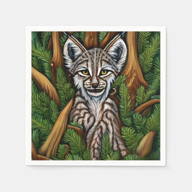 Servilleta De Papel Pequeño Lynx Kitten Adorable (Anverso)
