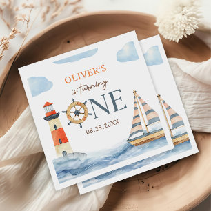 Servilleta De Papel Pequeño marinero Nautical Blue Pastel Primer cumpl
