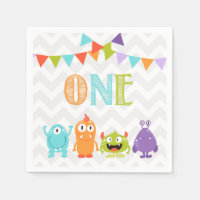 Pequeño monstruo Primer Papel de Cumpleaños Niño