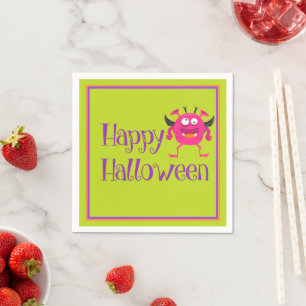 Servilleta De Papel Pequeño Monstruo Rosa Halloween Divertidos Niños