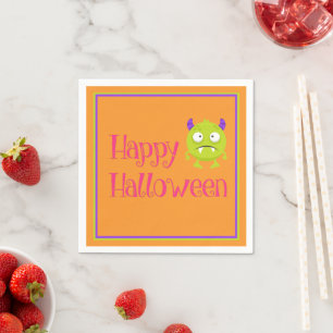 Servilleta De Papel Pequeño Monstruo Verde Halloween Divertidos Niños