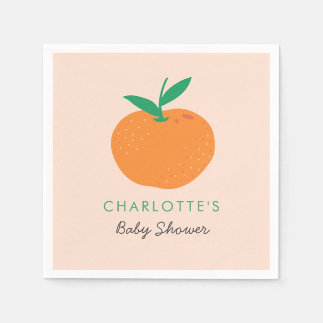 Servilleta De Papel Pequeño Naranja Cutie Baby Shower Napkins (Anverso)