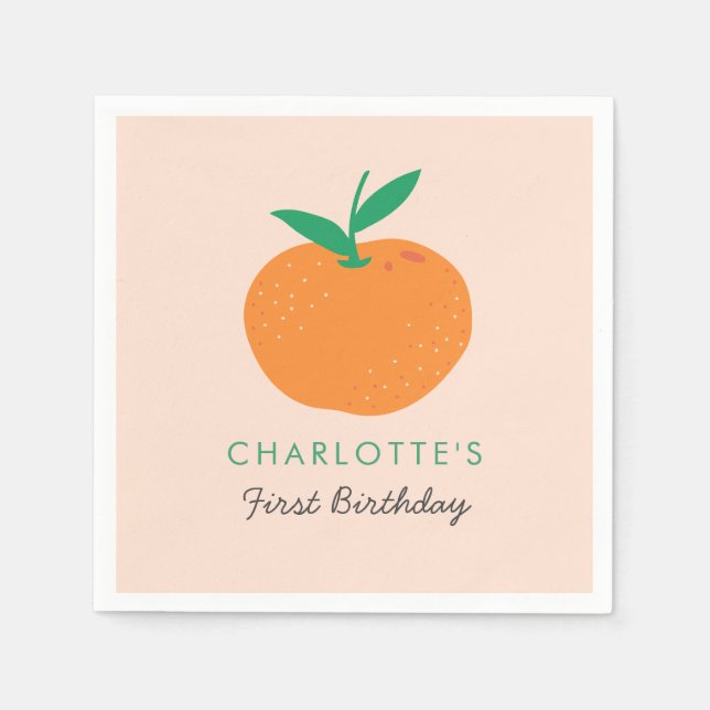 Servilleta De Papel Pequeño Naranja Cutie Napkins de cumpleaños (Anverso)
