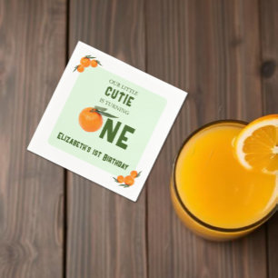 Servilleta De Papel Pequeño Naranja Cutie Primer cumpleaños