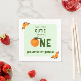 Servilleta De Papel Pequeño Naranja Cutie Primer cumpleaños