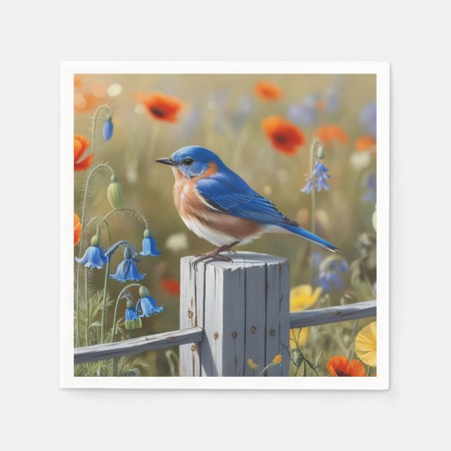 Servilleta De Papel Pequeño Papel de pájaro azul (Anverso)