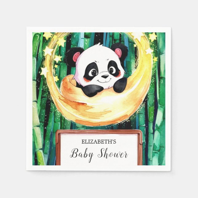 Servilleta De Papel Pequeño Pastel Encantado Panda Baby Shower (Anverso)