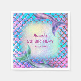 Servilleta De Papel pequeño patrón de tema de sirena Cumpleaños