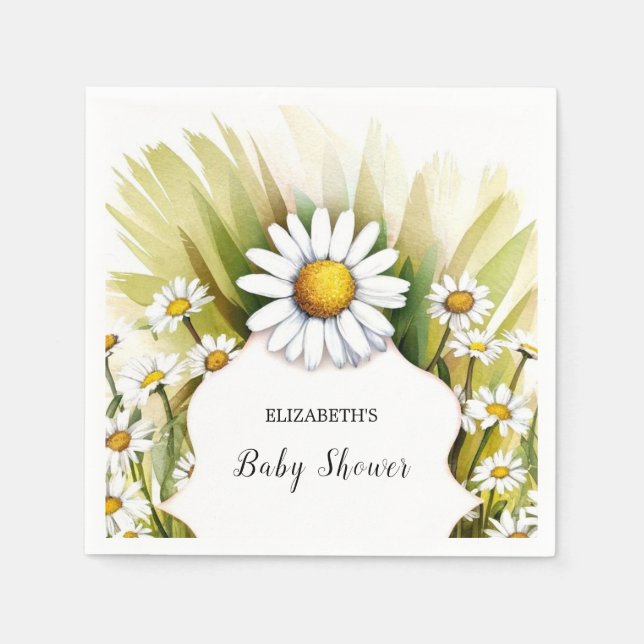 Servilleta De Papel Pequeño Personalizado Daisy Baby Shower (Anverso)