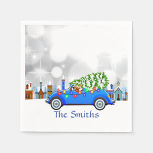 Servilleta De Papel Pequeño Personalizado de Navidades de coches y á