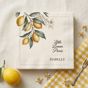 Servilleta De Papel Pequeño picnic de limón elegante botánico acuarela