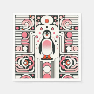 Servilleta De Papel Pequeño pingüino rosado de salmón en los años 60 r