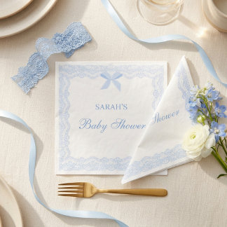 Servilleta De Papel Pequeño Príncipe Azul Encaje Baby Shower Niño