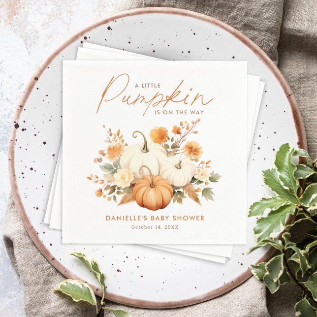Servilleta De Papel Pequeño Pumpkin Floral Boho Botánico Baby Shower (Subido por el creador)