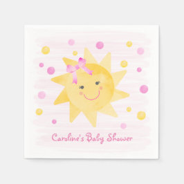 Servilleta De Papel Pequeño rayo de Baby Shower amarillo rosa sol