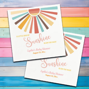 Servilleta De Papel Pequeño Rayo De Baby Shower Rosa Sunshine