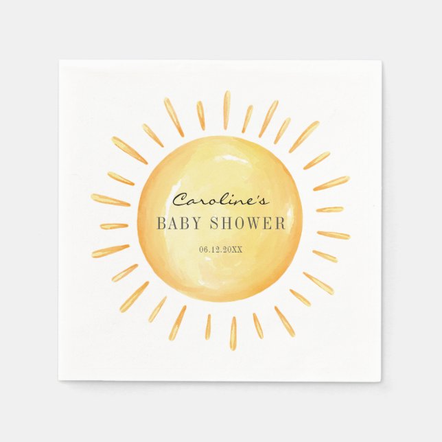 Servilleta De Papel Pequeño Rayo Del Sol Baby Shower (Anverso)